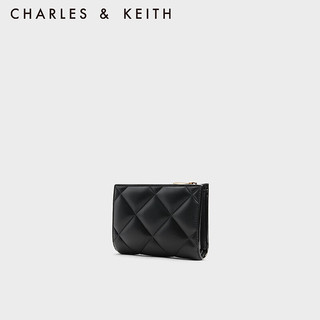 CHARLES & KEITH CHARLES&KEITH柔软菱格多卡位短款钱包女CK6-50770524-2 Black黑色 XXS