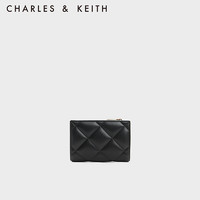 CHARLES & KEITH CHARLES&KEITH柔软菱格多卡位短款钱包女CK6-50770524-2 Black黑色 XXS