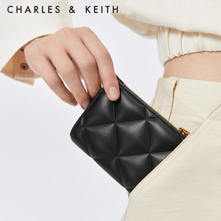 CHARLES & KEITH CHARLES&KEITH柔软菱格多卡位短款钱包女CK6-50770524-2 Black黑色 XXS