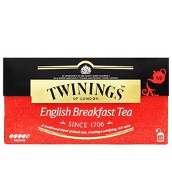 TWININGS 川宁 英式进口茶叶 办公室下午茶 独立茶包袋泡茶 英式早餐红茶25包