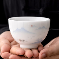 倍炫 手绘茶杯功夫茶具喝茶个人主人杯家用品茗杯 风和日丽手绘主人杯