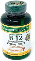 Natures Bounty 自然之宝 2500 微克维生素 快速吸收 B-12 甲钴胺 素 自然樱桃味（300 片）