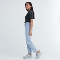 UNIQLO 优衣库 女装 高腰锥形牛仔裤显瘦显腿长(水洗产品 新品) 464848