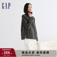 Gap女装冬季2023LOGO太空棉亲肤半高领卫衣840928宽松上衣 米黄色 1