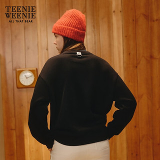 Teenie Weenie小熊20假两件高领加绒卫衣保暖上衣时尚 黑色 170/L