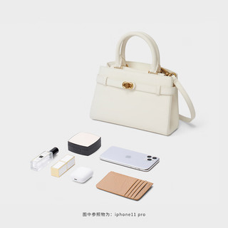 CHARLES & KEITH CHARLES&KEITH金属扣带饰手提包单肩包凯莉包女包女CK2-50160102 Cream M