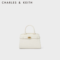 CHARLES & KEITH CHARLES&KEITH金属扣带饰手提包单肩包凯莉包包女包女士CK2-50160102 Cream奶白色 M