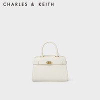 CHARLES & KEITH CHARLES&KEITH;金属扣带饰手提包单肩包凯莉包女包女CK2-50160102 Cream M