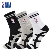 抖音超值购：NBA 运动袜子男中筒加厚毛巾底棉袜跑步训练篮球袜3双装