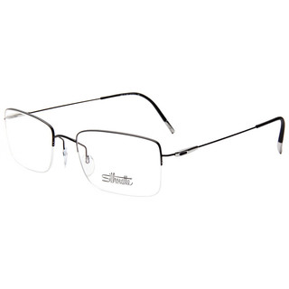 Silhouette 诗乐 光学眼镜架眼镜框男女款黑色镜框黑色镜腿 5496 75 9041 53MM