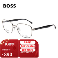 HUGO BOSS HugoBoss）光学镜架男女款银色钛镜框黑色镜腿眼镜框眼镜架1294F 6LB 56MM