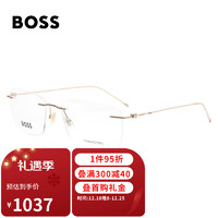 HUGO BOSS 近视眼镜男款浅金色镜框浅金色镜腿光学眼镜架1421 J5G 57mm