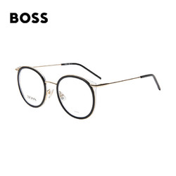 HUGO BOSS 雨果博斯 近视眼镜男女款黑金色钛镜框金色镜腿光学眼镜架眼镜框 1279 7C5 51MM
