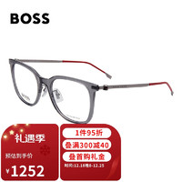HUGO BOSS 光学镜框女透明灰色镜框银色镜腿近视眼镜架眼镜框1360F KB7 52MM
