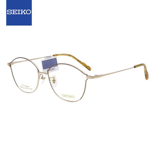 SEIKO 精工 眼镜框男女款全框钛材远近视配镜光学镜架HC2023 01 52mm金色