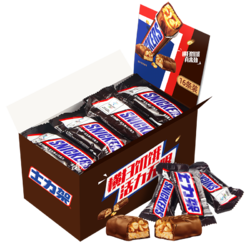 SNICKERS 士力架 花生夹心巧克力盒装20g×16条休闲零食糖果小吃充饥能量棒