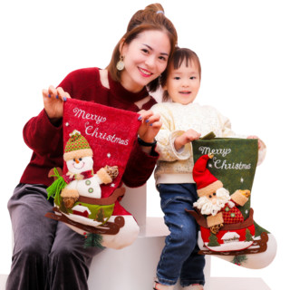 大号圣诞节袜子圣诞树装饰用品挂件儿童平安夜创意糖果袋