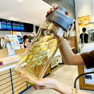 Beisesi 贝瑟斯 塑料水杯男女超大容量杯子运动户外夏季便携太空杯 灰色2200ml
