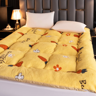 南极人羊羔绒床垫软垫宿舍单人垫子加厚家用双人席梦思床单保护垫床褥子 胡萝卜 90x190cm