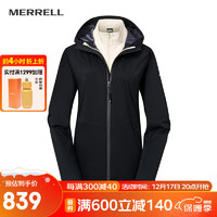 迈乐（Merrell）男女款户外三合一冲锋衣外套防风户外登山徒步外套百搭时尚 MC1230002-BK02黑色（女款） M