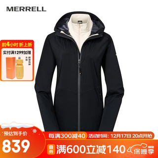 迈乐（Merrell）男女款户外三合一冲锋衣外套防风户外登山徒步外套百搭时尚 MC1230002-BK02黑色（女款） M