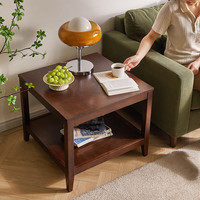 家逸 沙发边几双层储物实木边柜简约客厅小方桌小户型茶几桌子角几04