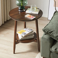 家逸沙发边几实木小圆桌简约茶几桌子小户型家用创意客厅边柜角几