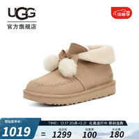 UGG 秋季新款女士休闲舒适平底圆头蝴蝶结翻折鞋口鞋靴1153517 SWD | 木屑色 36