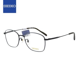 SEIKO 精工 眼镜框男女款全框钛材远近视光学眼镜架H03102 112 53mm黑灰色