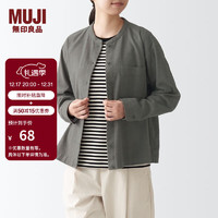 MUJI 無印良品 无印良品（MUJI）女式法兰绒 立领衬衫 格子 内搭 衬衣  BCB19C1A 棕色 L