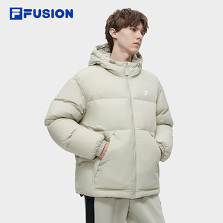 FILA FUSION斐乐潮牌羽绒服男时尚休闲宽松连帽外套 雏鸭灰-GY 180/100A/XL