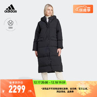 adidas阿迪达斯轻运动女装冬季530蓬保暖长款连帽户外羽绒服 黑色 AXS