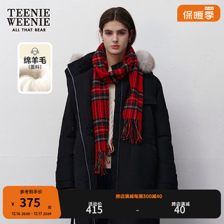 Teenie Weenie小熊20圣诞感格纹绵羊毛围巾保暖时尚女 红色 均码