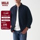 MUJI 無印良品 无印良品 MUJI 男式 法兰绒 衬衫 ACA77C1A 长袖休闲白衬衫 格子衬衫 藏青色 XS