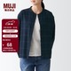 MUJI 無印良品 无印良品（MUJI）女式法兰绒 立领衬衫 格子 内搭 衬衣  BCB19C1A 深藏青色格纹 S