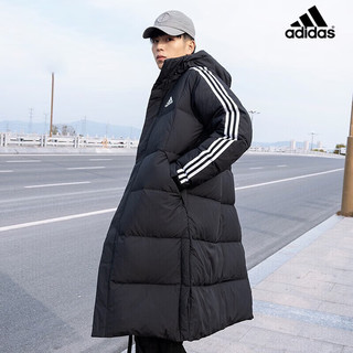 阿迪达斯 （adidas）羽绒服男装女装23冬季长款连帽运动服户外加厚保暖潮流外套 IT8714/男女同款/含绒量80% XS/170