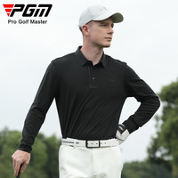 PGM高尔夫服装男长袖 秋冬舒适T恤 无缝衣领男装 休闲百搭polo衫 YF650-黑色 M