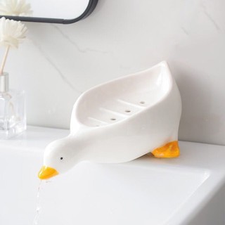 范爷家 卡通创意陶瓷肥皂盒可爱鸭子香皂盒置物架卫生间不积水沥水皂碟托 单个鸭子肥皂盒