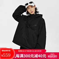 卡帕（Kappa）防风衣2023男半拉链套头衫梭织休闲连帽抽绳长袖KPCEDFJ01 黑色-990 XL