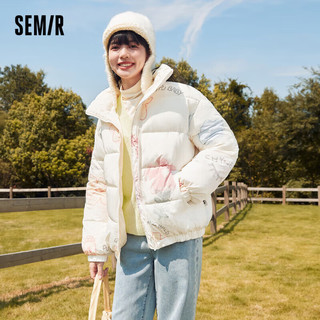 森马（Semir）棉服女立领印花宽松厚款面包服109722112001