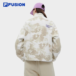 FILA FUSION斐乐潮牌女装上衣女2023冬时尚休闲宽松加绒外套 淀乳色-LK 175/92A/XL