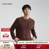 卡尔文·克莱恩 Calvin Klein Jeans男士通勤字母提花美拉德圆领针织衫毛衣40QM330 JVB-火山棕 M