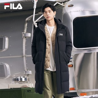 FILA 斐乐 男士长款羽绒服防泼水防污保暖连帽外套