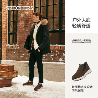 SKECHERS 斯凯奇 秋冬机能高帮皮靴轻质户外男鞋237283C CHBK巧克力色/黑色 41