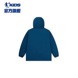 乔丹QIAODAN商场同款童装儿童羽绒服冬烯能科技保暖男外套 复古靛蓝满印 160CM