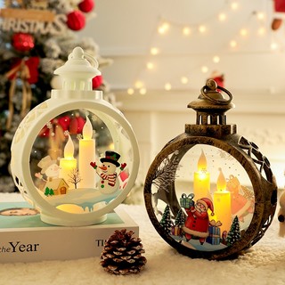 圣诞节装饰小夜灯复古圆形布置儿童平安夜摆件挂件氛围灯
