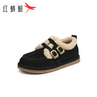 红蜻蜓 RED DRAGONFLY雪地靴加绒加厚休闲舒适女鞋外穿防寒棉鞋WTC43575 黑色 34