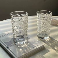 张三玻璃杯ins清新森系家用浮雕水杯果汁咖啡冷饮杯创意水杯