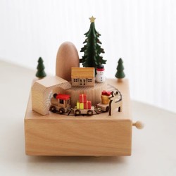 实木质旋转木马音乐盒 圣诞小火车-《圣诞快乐》