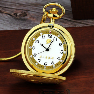 伯恩（BOARRNE）怀表机械表男士 复古翻盖130周年纪念中老年人手表 金色 机械怀表